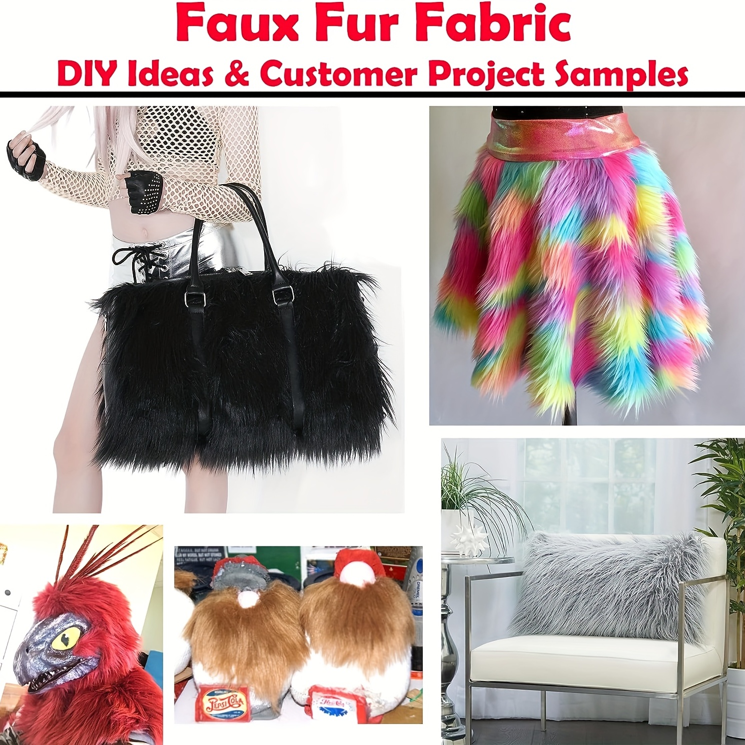 Yurdon Faux Fur Fabric craft Fur for crafts,gnomes,costume,Fursuit,Decoration,60A18  Inch(Half Yard,Red)
