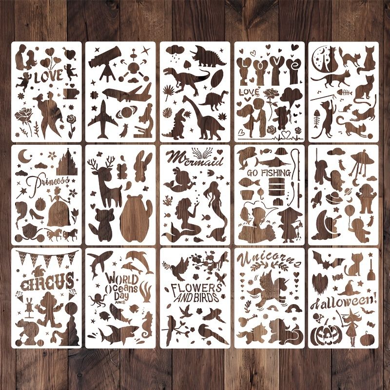 Diy Drawing Template Cute Cartoon Dinosaur Animals Little Kids Simple  Painting Creative Hollow Out Hundreds Of Patterns Coloring Painting Stencil  Diy Materials - Office Products - Temu