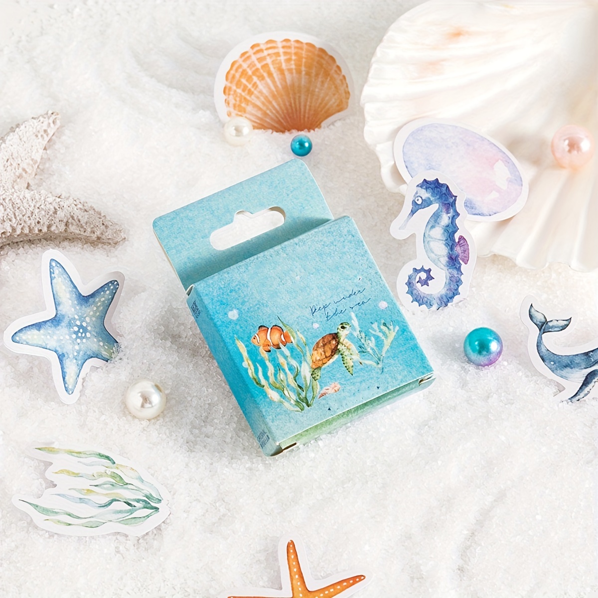 Marine Life Resin Stickers with Glitter | Tropical Fish Seashell Jellyfish  Coral Sticker | Home Decor | Scrapbook Embellishment