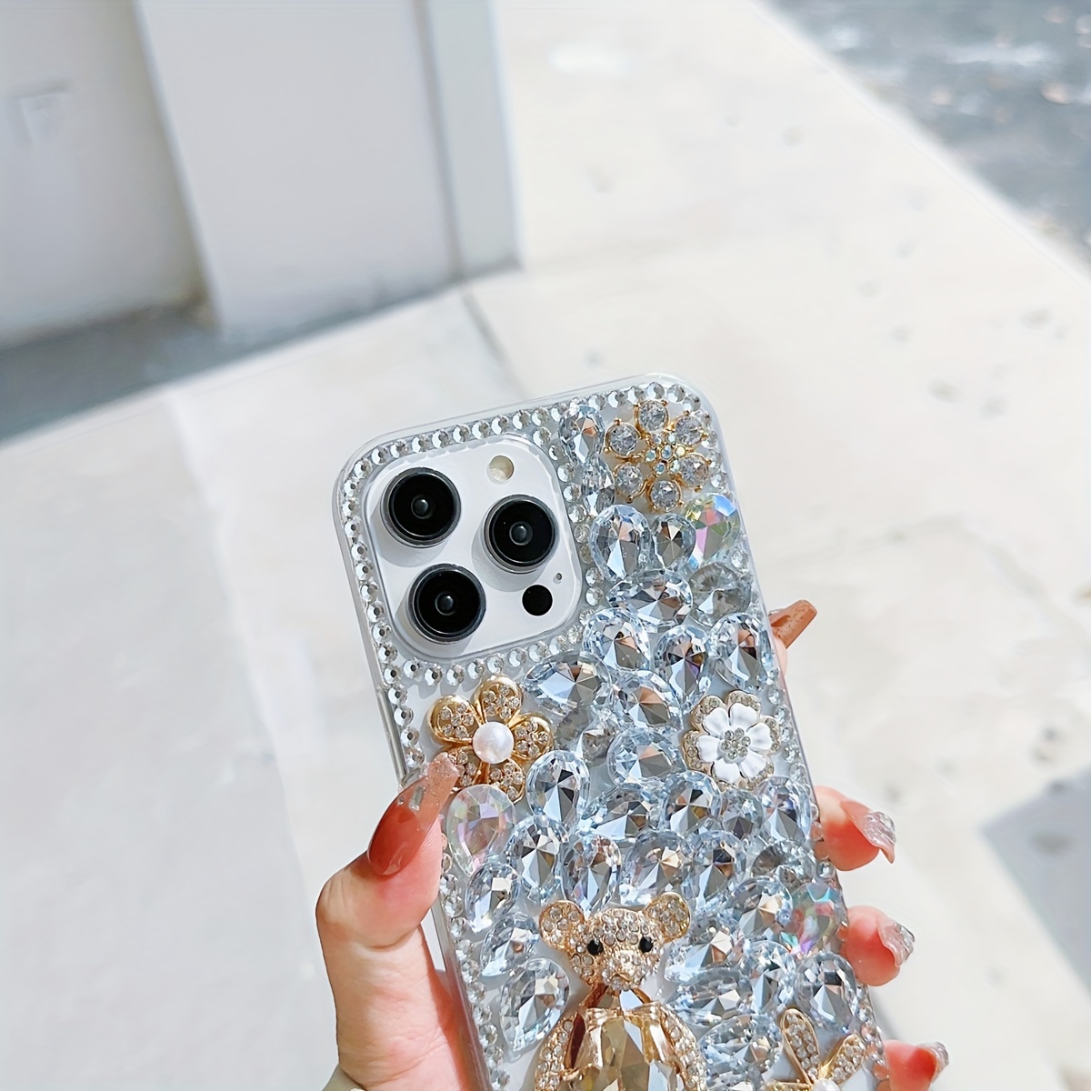 Capa De Revestimento 6D Para IPhone 13 12 11 Xs Max Xr X 7 8 6 6s Plus Luxo De P&eacute;rolas Corrente