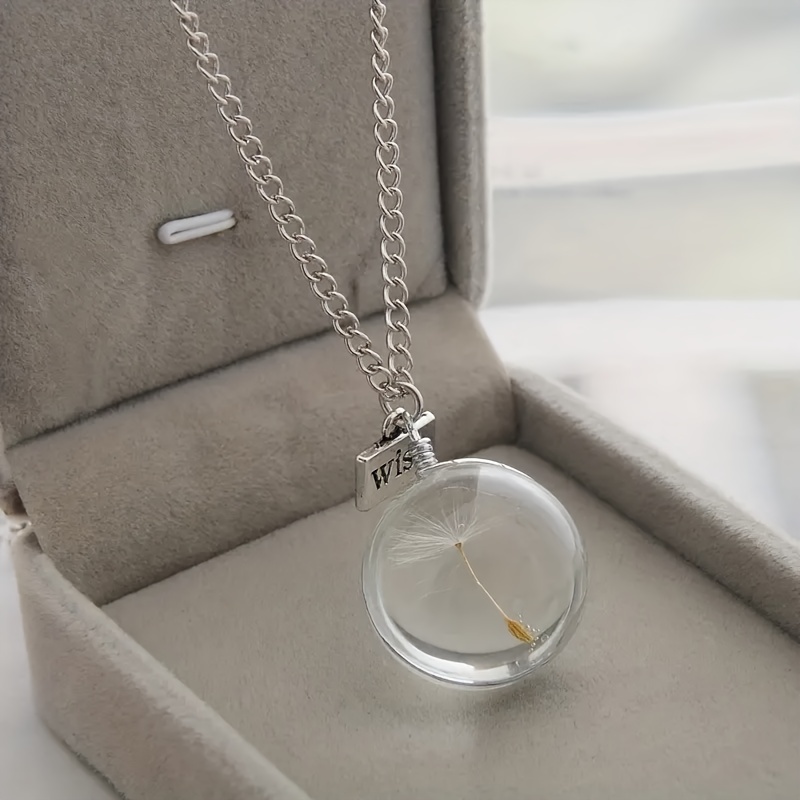 Dandelion Oval Crystal Pendant Necklace for Men
