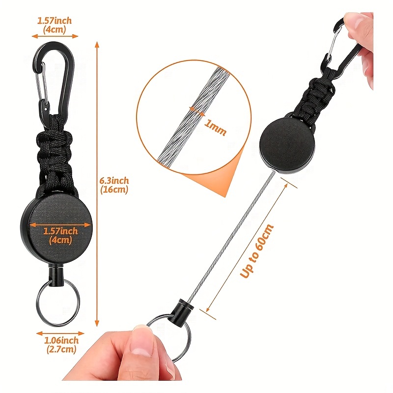 2PCS Heavy Duty Retractable Keychain Carabiner Badge Holder - 8.0