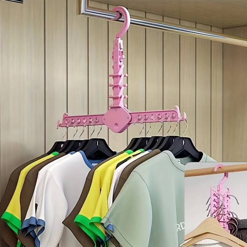 1pc Space Saving Multi-Hole Clothes Hanger For Home, Dorm, And Travel -  Foldable Drying Rack For Trousers, Shirts, And ,white