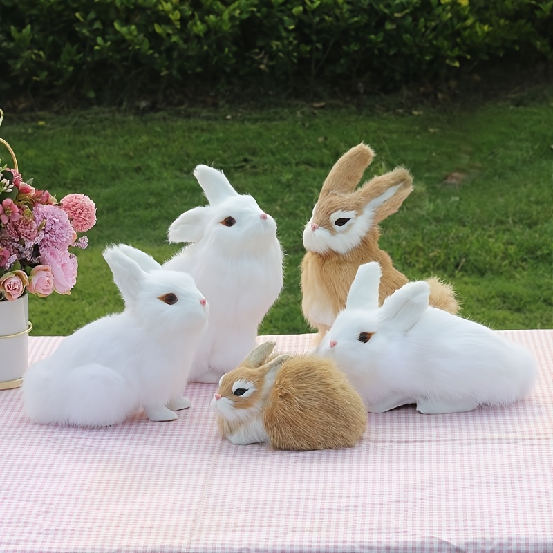 Onelf Simulated Rabbit Decorations Small White Rabbit - Temu