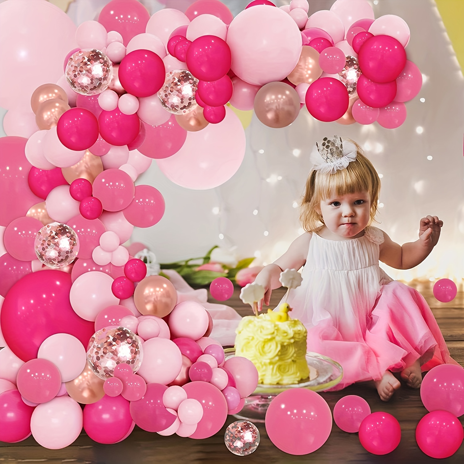 94pcs Ensemble De Ballons De Fête D'anniversaire Fille Rose - Temu