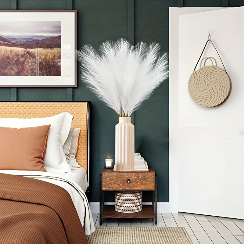 (in 4 Sections) Pampas Grass Decoration, Fake Pampas Grass Navy White