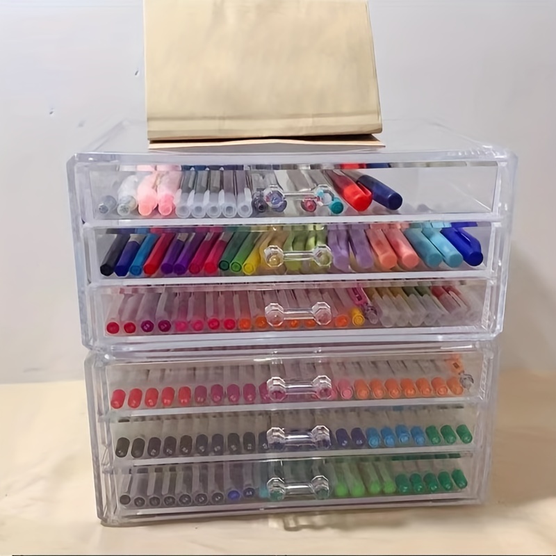 Transparent Marker Box Storage Box 80pcs Plastic Transparent Box Portable  Watercolor Marker Box Case School Supplies