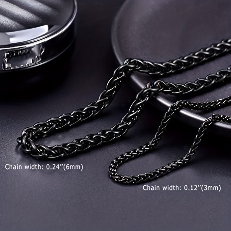 10pcs Black Wheat Chain Necklace Stainless Steel Chain for Jewelry Making