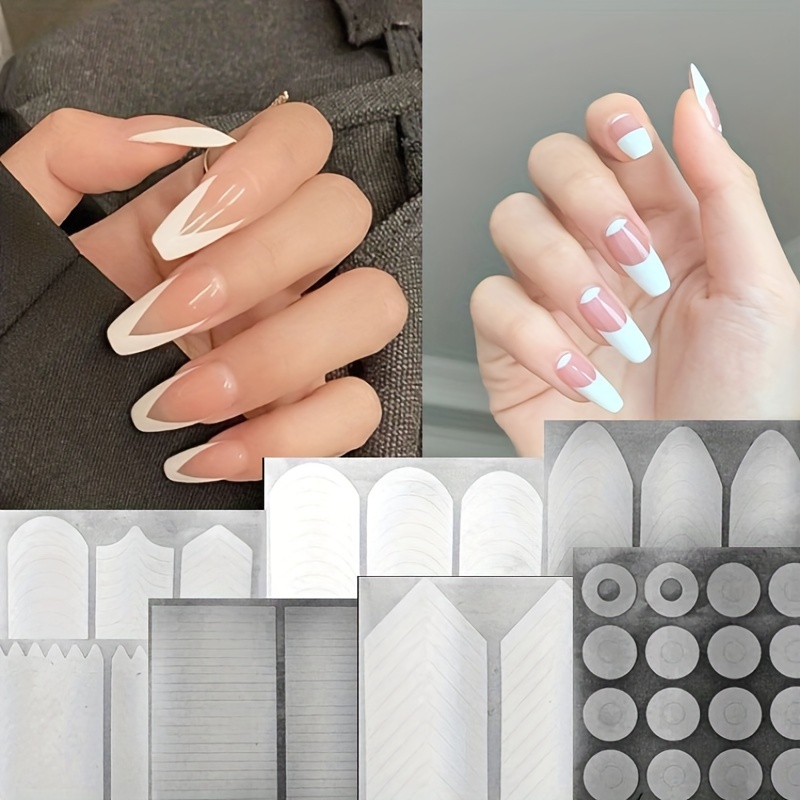 French Manicure Nail Stickers Nail Art Tips Guides For Diy - Temu