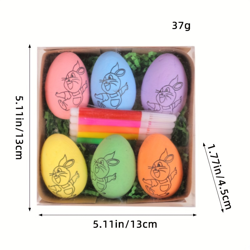 6pcs, Easter DIY Hand-Painted Easter Eggs 2024 Cartoon Bunny Eggs Handmade, Home Decor, Scene Decor, Theme Party Decor