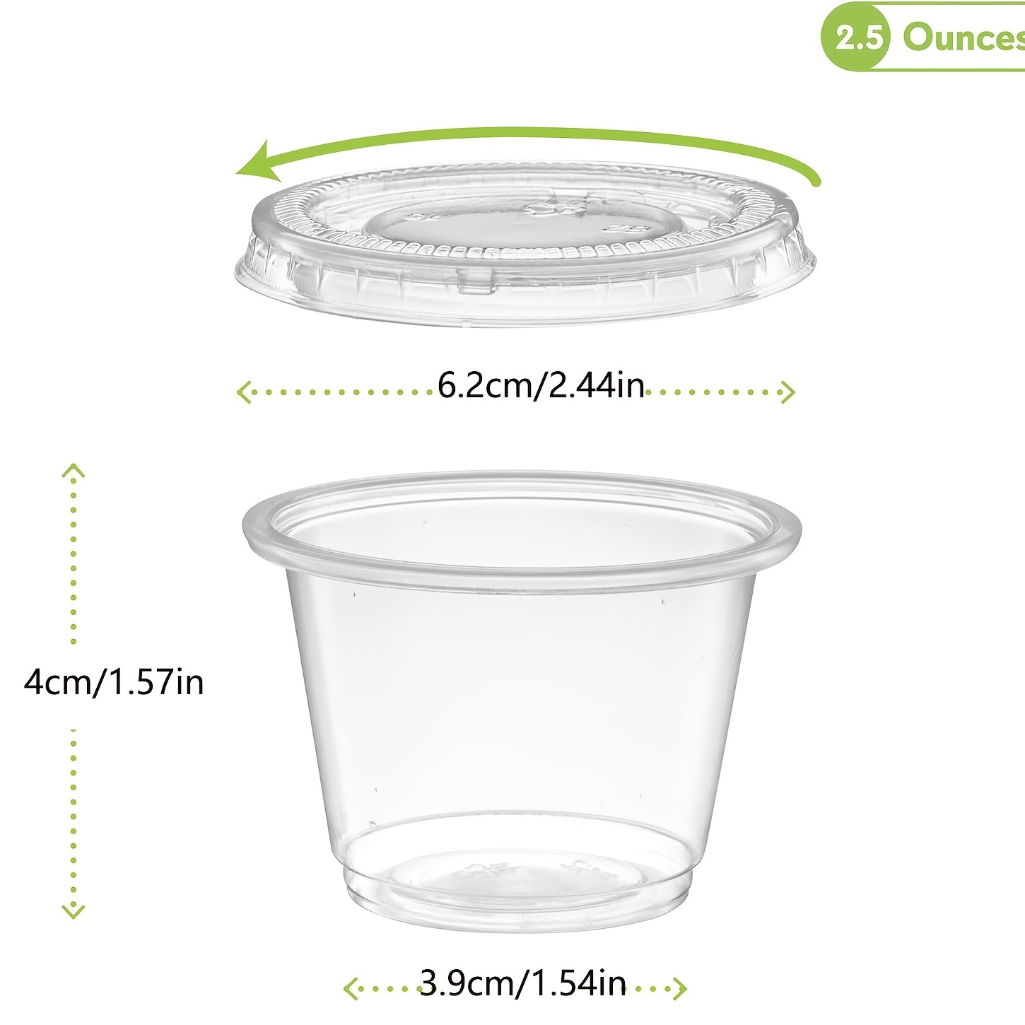 Portion Cups with Lids (1Ounces/30ml, 20 Pack) | Disposable Plastic Cups  for Meal Prep, Portion Control, Salad Dressing, Jello , & Medicine、Small
