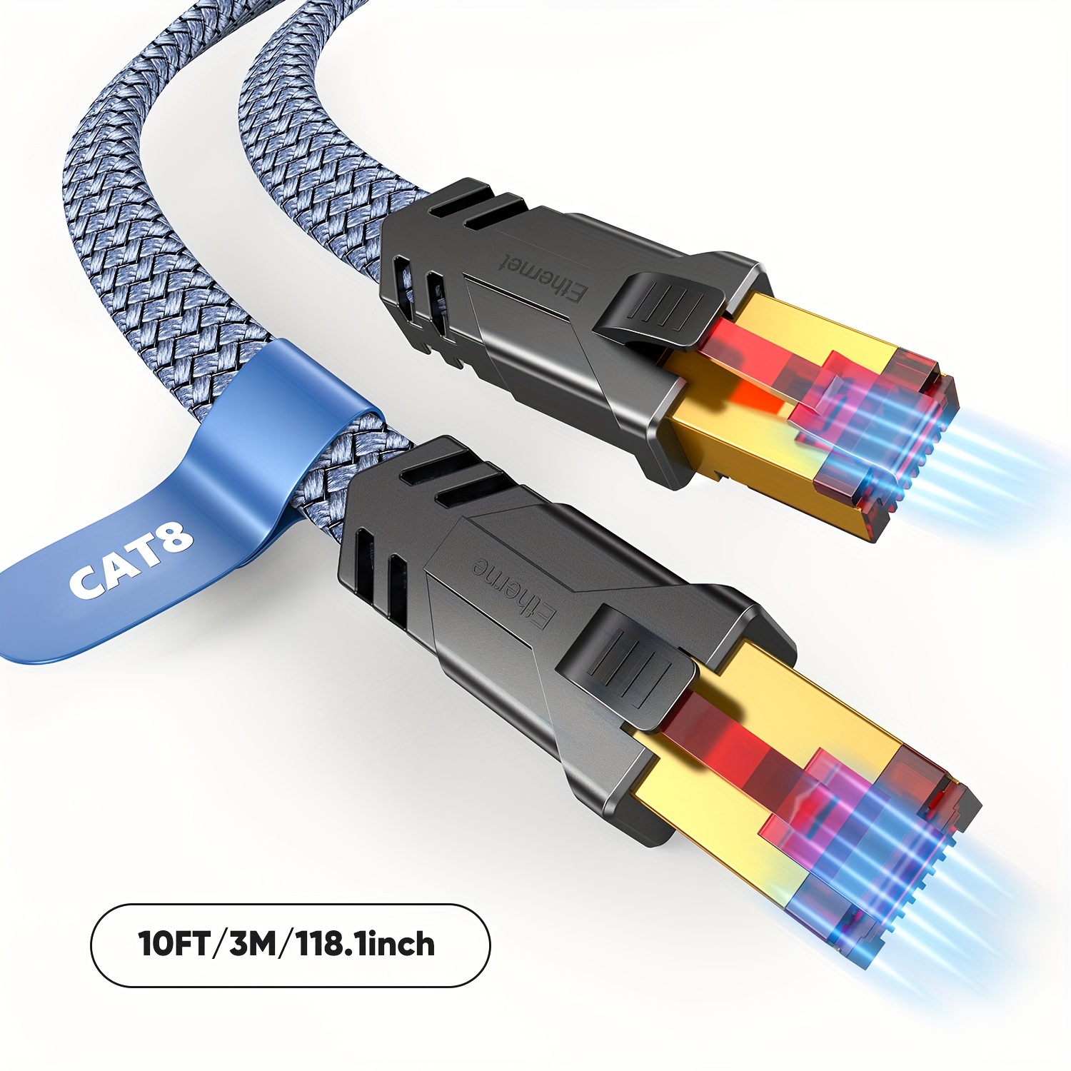 Cable Ethernet Cat 8 Cable Ethernet Plano Alta Velocidad - Temu Chile