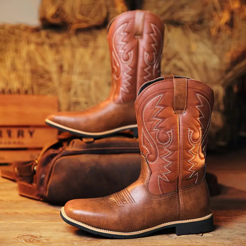 Stivali Roper da uomo, stivali da cowboy occidentali ricamati Stivali alti  resistenti per attività all'aperto