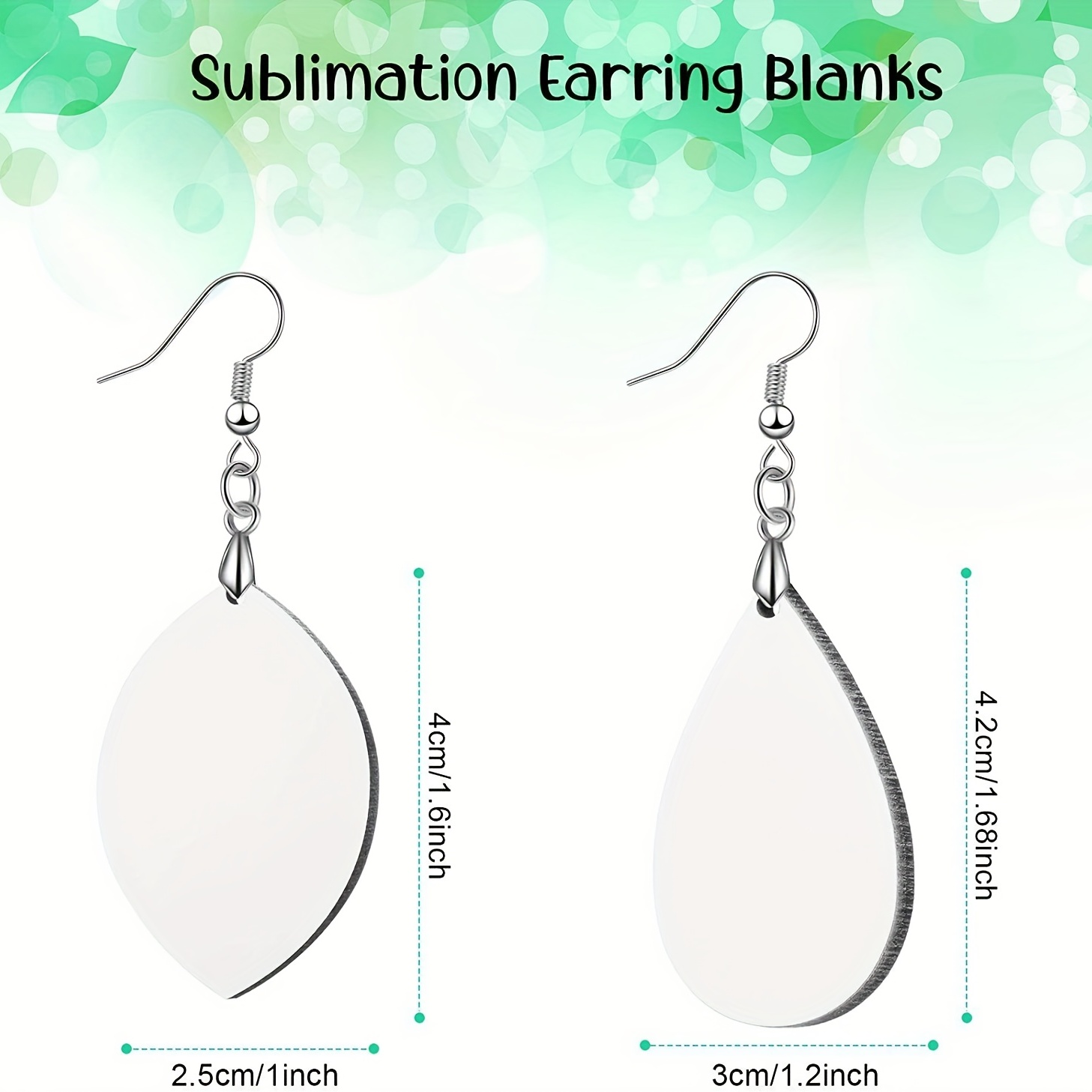 40pcs Blank Earrings Pendant Set, Sublimation Blanks Earrings KC Silvery  Golden Earring Hooks And Jump Rings Unfinished Teardrop Heat Transfer  Earring