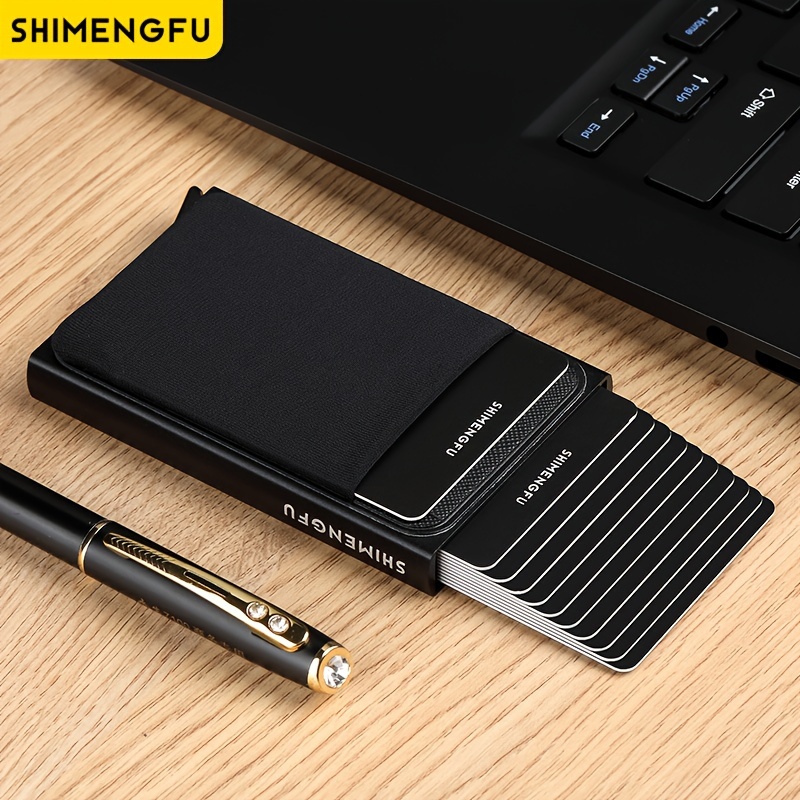 1pc Mens Anti Theft Slim Aluminum Wallet Elasticity Back Pouch Id Credit  Card Holder Mini Rfid Wallet Automatic Pop Card Holder, Find Great Deals