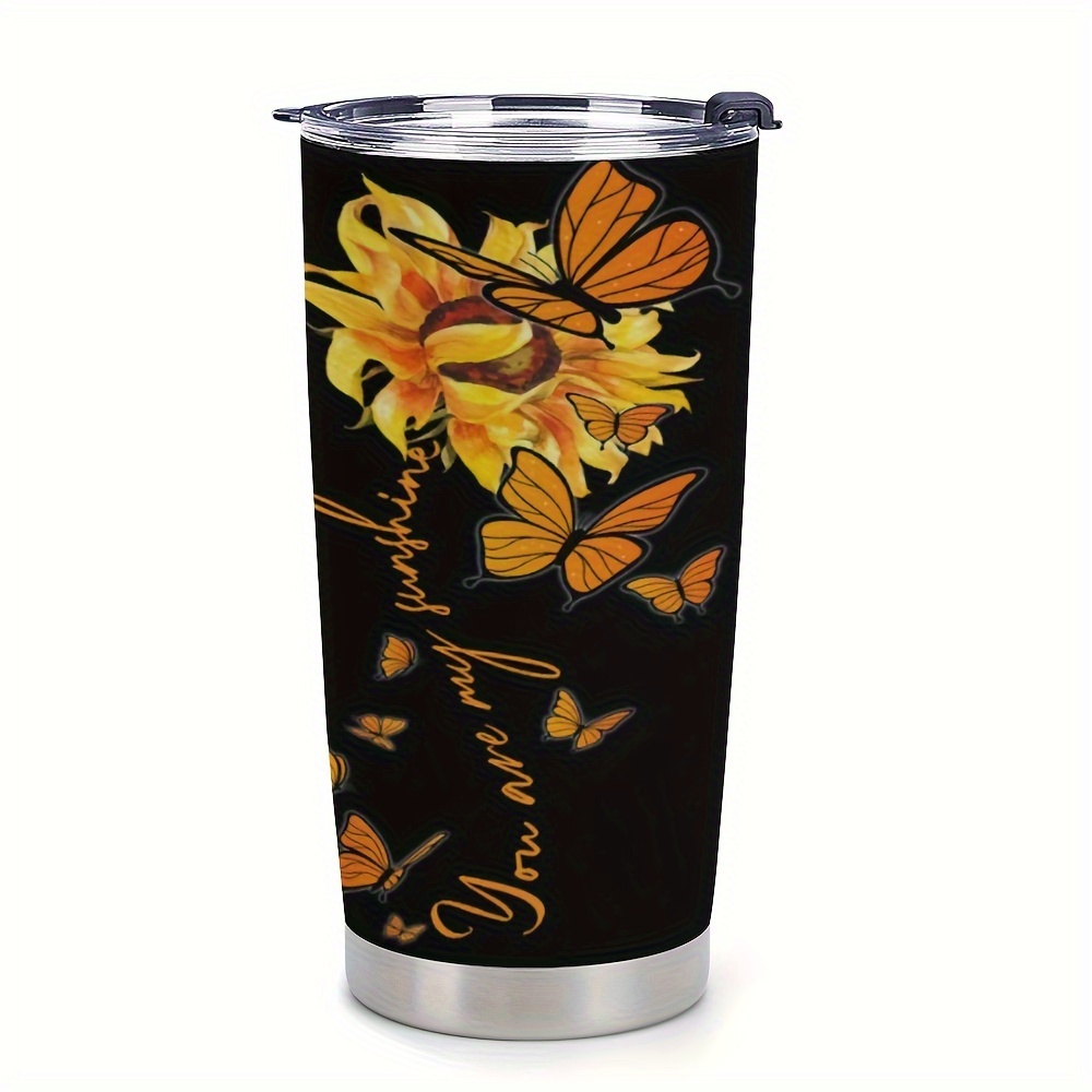 Sunflower Tumbler with Lid Double Wall Tumbler 20oz Travel Coffee