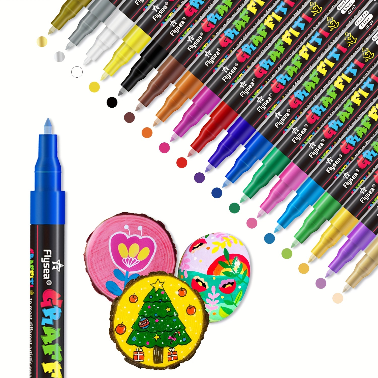  12 Acrylic Paint Pens for Rock Painting 0.7mm Extra Fine Tip  Paint Markers, Premium Acrylic Paint Pens for Mug, Ceramic, Metal, Glass,  Easter Eggs, Wood, Art Supplies for Acrylic Paint Pens (