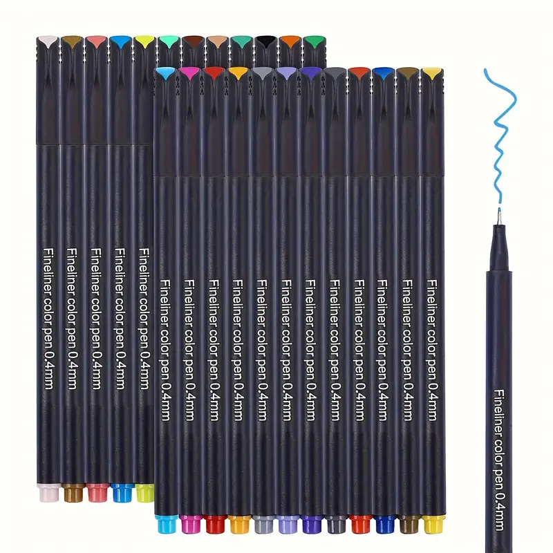 12pcs/24pcs Hook Line Pen Art Painting Doodle Pen Extremely Fine Sketch  Edge Pen Student Watercolor Painting Brush Needle Tube Pen Set