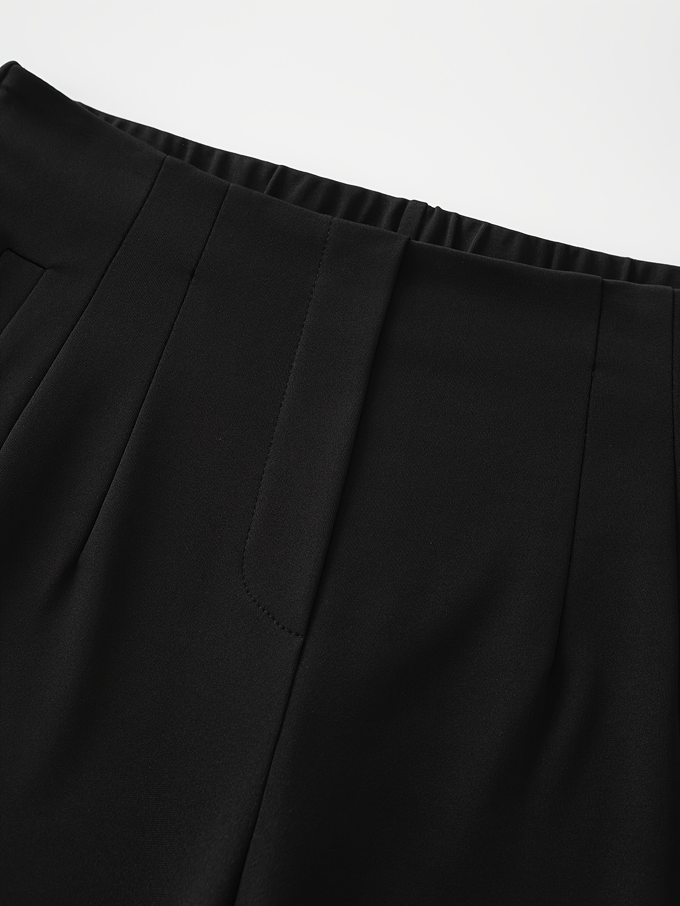 Women's Basic Elegant Pants Plus Size Solid Seam Detail High
