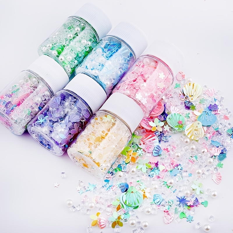 

1box 12g/0.42oz Holographic Mixed Pearl Glitters, Flakes Pvc Beads For Epoxy Resin Art Craft Filler, Art Decoration -9 Colors, Easter Diy Handwork Supplies