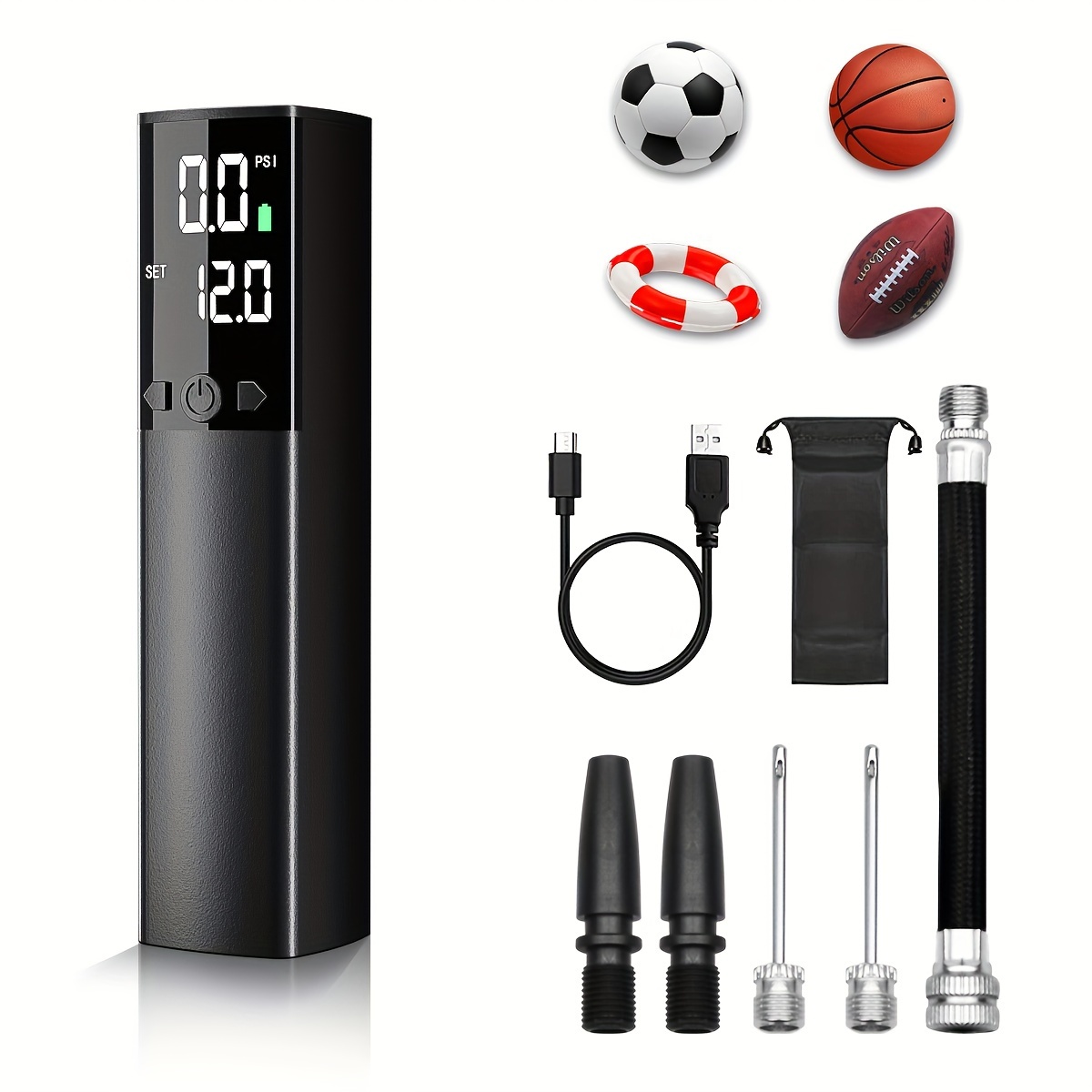 Pompe à ballon électrique, USB pompe à air rechargeable avec aiguilles pour  ballons de sport Basketball