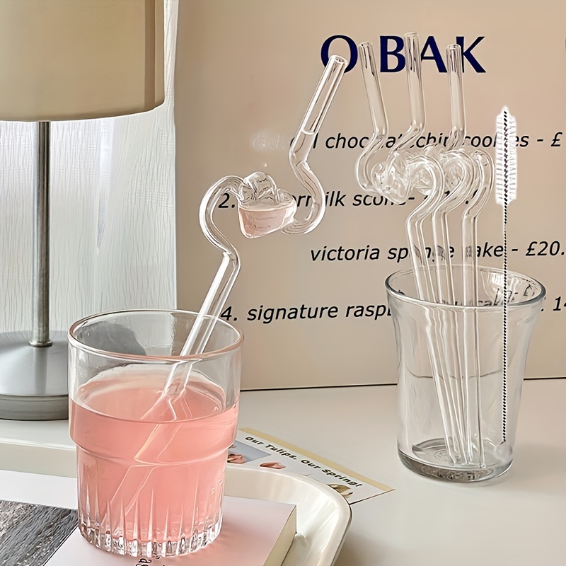 Glass Straw, Transparent Straw For Party, Heat Resistant Straw With  Cleaning Brush, Reusable Straw For Milk Water Cocktail Drinking, Straw For  Decoration, Decorative Straw For Festival Party Wedding Cocktail Bar, Beach  Vacation