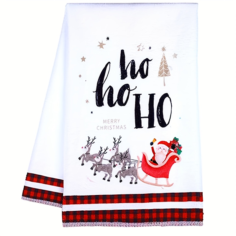 Buffalo Plaid Christmas Towels Cotton Reindeer Deer Kitchen 