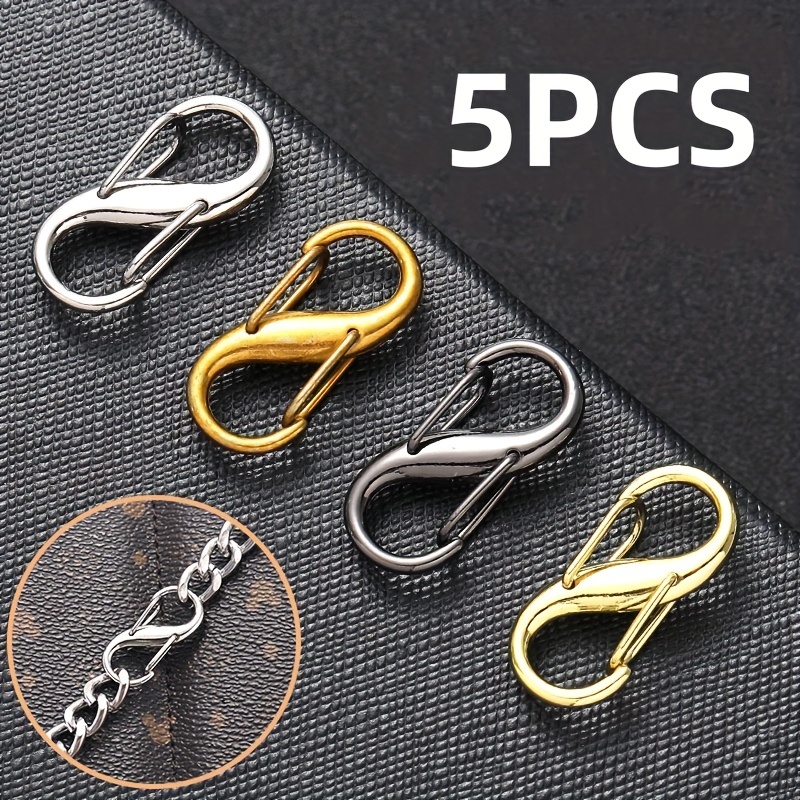 

1pc/5pcs S-shaped Spring 8-shaped Buckle Mountaineering Buckle Box Bag School Bag Chain Key Adjustment Metal Eight-shaped Buckle For Diy Bag Accessories
