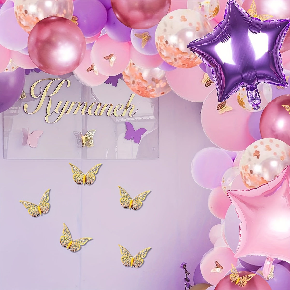 Purple Balloon Set Girl Princess Theme Birthday Party - Temu