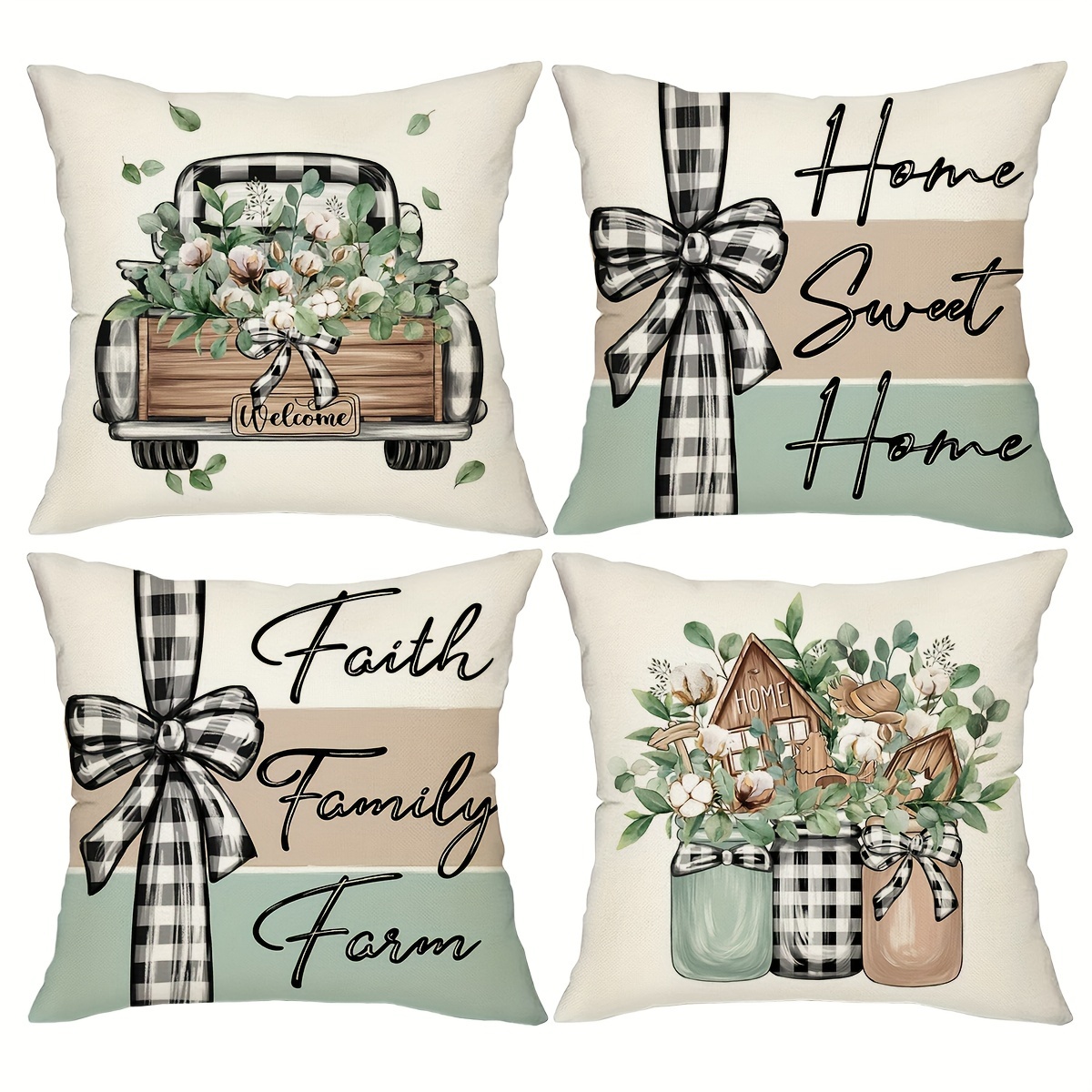 Home Sweet Home Eucalyptus Wreath Throw Pillow Covers Bless - Temu