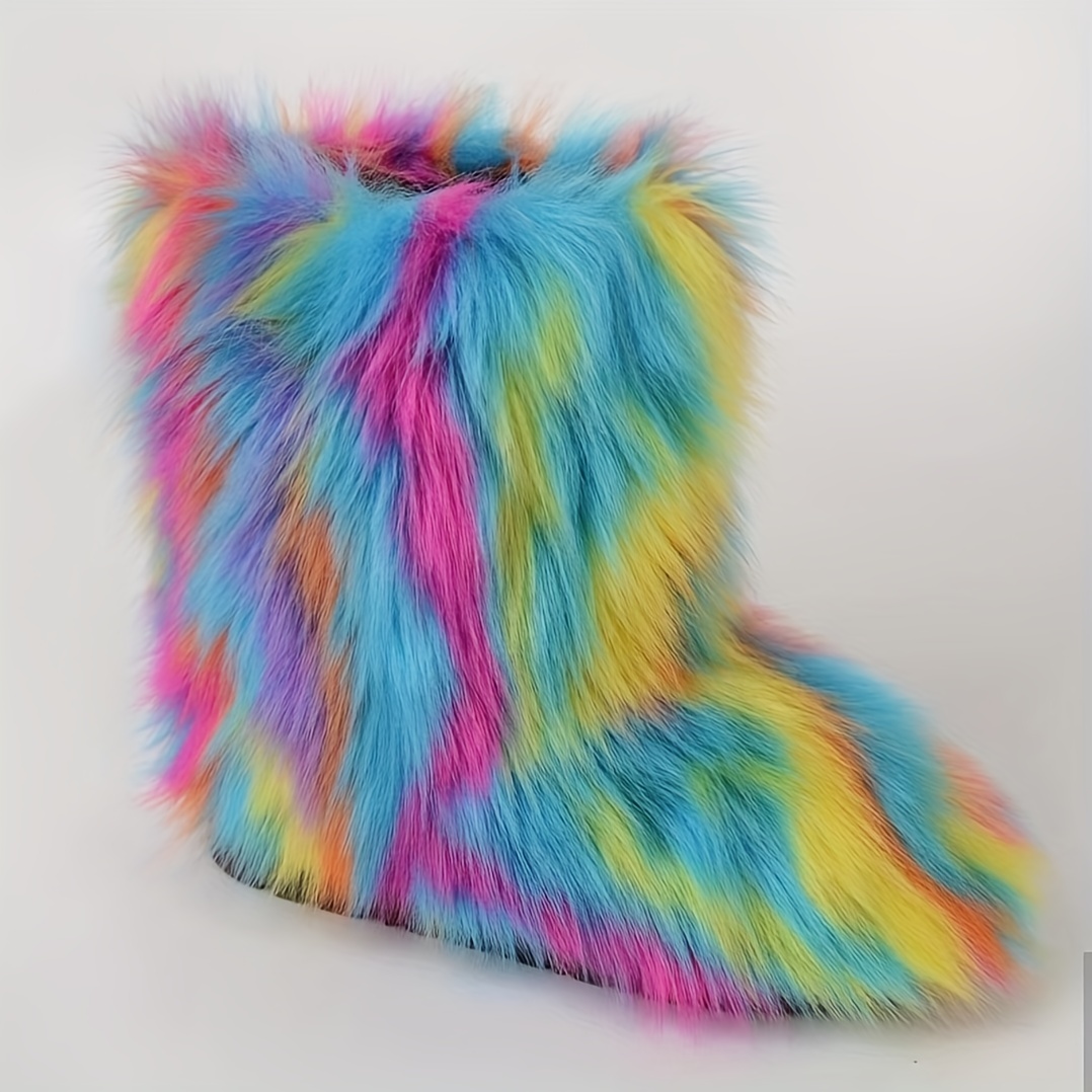 Furry rainbow clearance boots