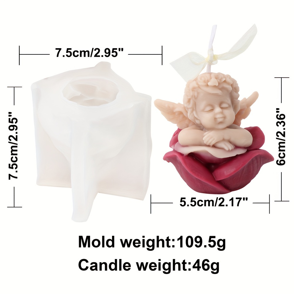 Moules En Silicone En Forme D'ange 2 Pièces | Pour Résine époxy, Bougies, Savons | Taille : 10,2 Cm Et 8,5 Cm