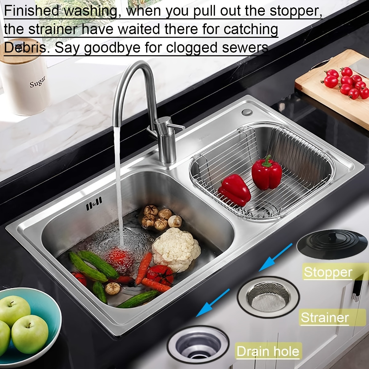 Kitchen Sink Strainer Stopper Kit Universal Silicone Sink - Temu
