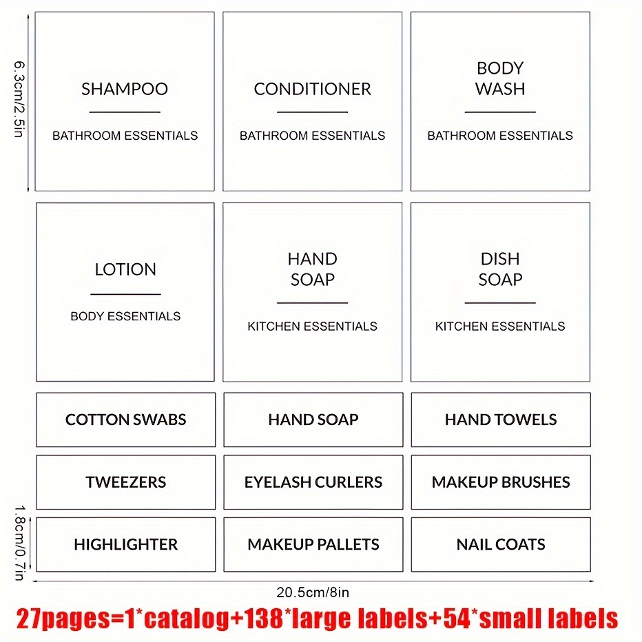 Bathroom Storage Labels/ Shampoo and Conditioner Labels/ Water Resistant  Organization Labels 