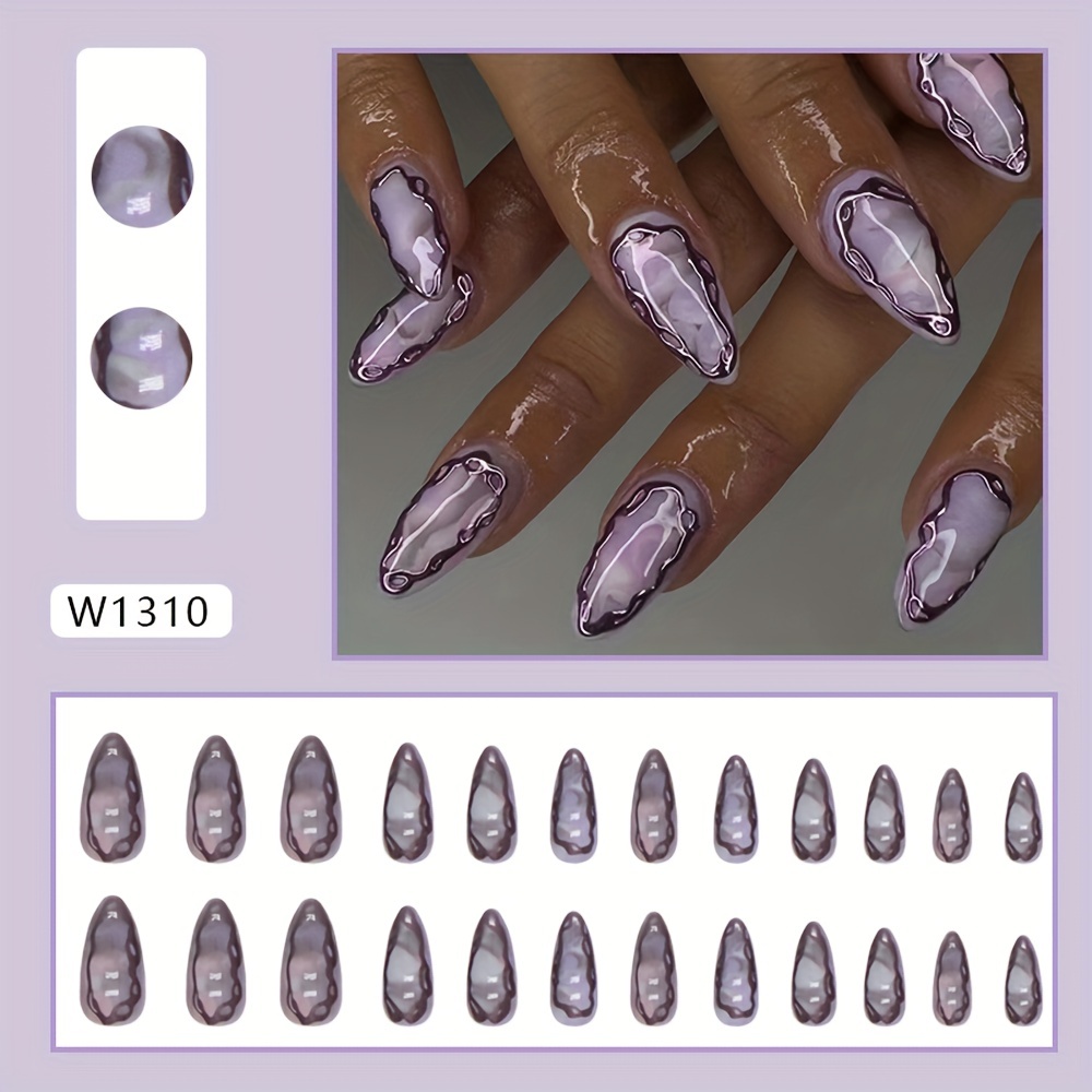 Gradient Almond Press On Nails Glossy Medium False Nails