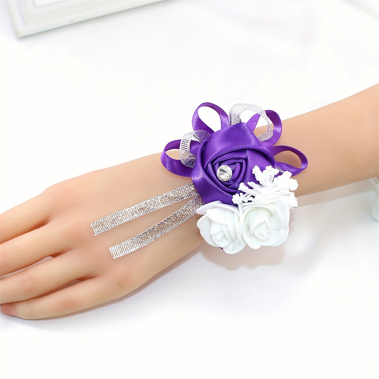 Wrist Corsage Flower Romantic Bow Decor Exquisite Bride Bridesmaid Wrist Corsage  Bracelet For Wedding Prom Anniversary Engagement