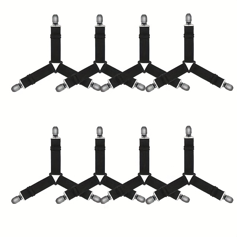  Luyena Bed Sheet Straps,4+1 Pcs Fitted Sheet Clips  Holder,Upgraded Triangular Sheet Clip for Corner, Elastic Adjustable Sheet  Strap for Mattress Cover, Sheet, Sofa Cushion 1(Black) : Home & Kitchen
