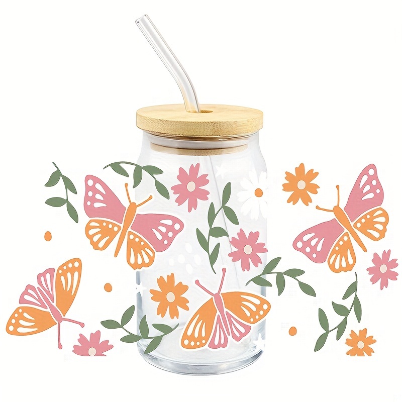 Butterfly Decorative Glass Straw High Temperature Resistant