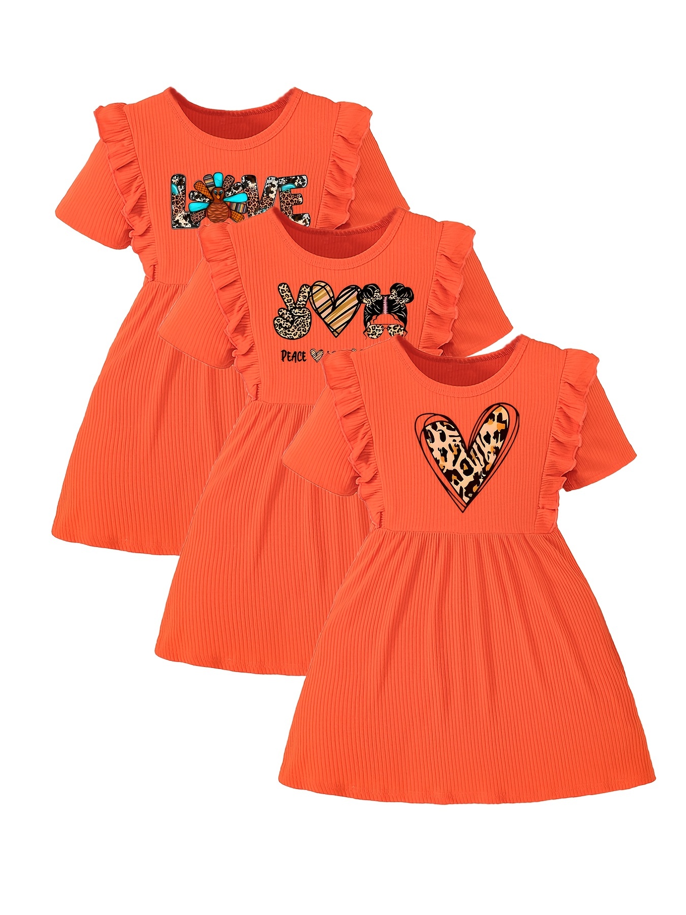 Girls' Cute Ghost Pumpkin Butterfly Print Dress Soft Rib - Temu