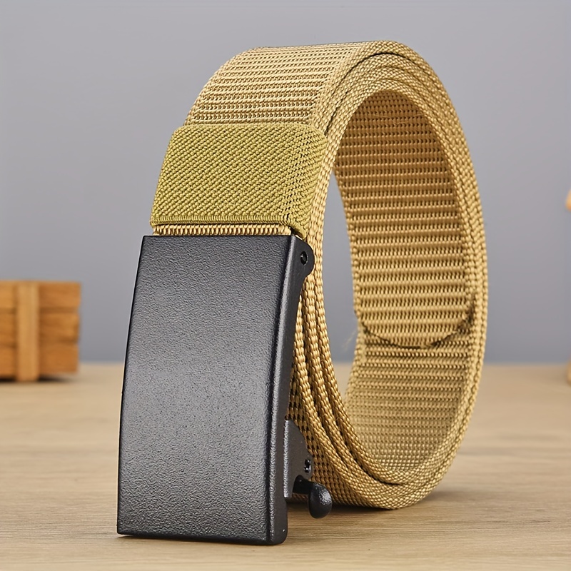 Black Metal Buckle Webbing Belt Belt, Men's Nylon Click Canvas,Temu