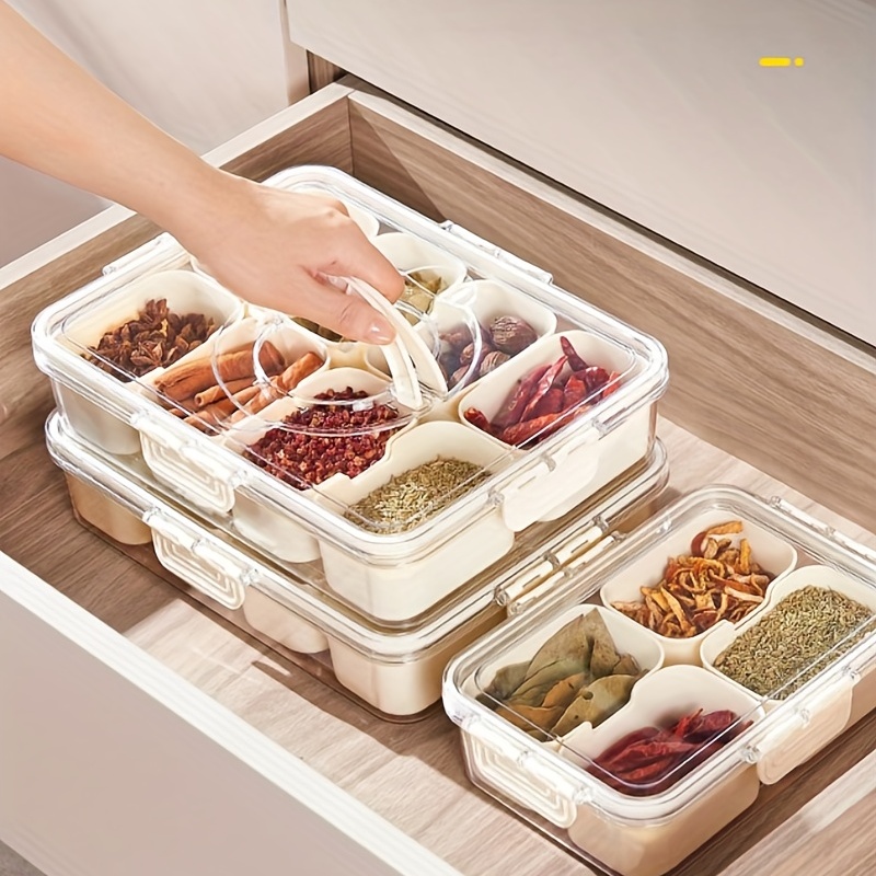 Seasoning Box 4 Compartment Plastic Seasoning Storage Container For Spice  Salt