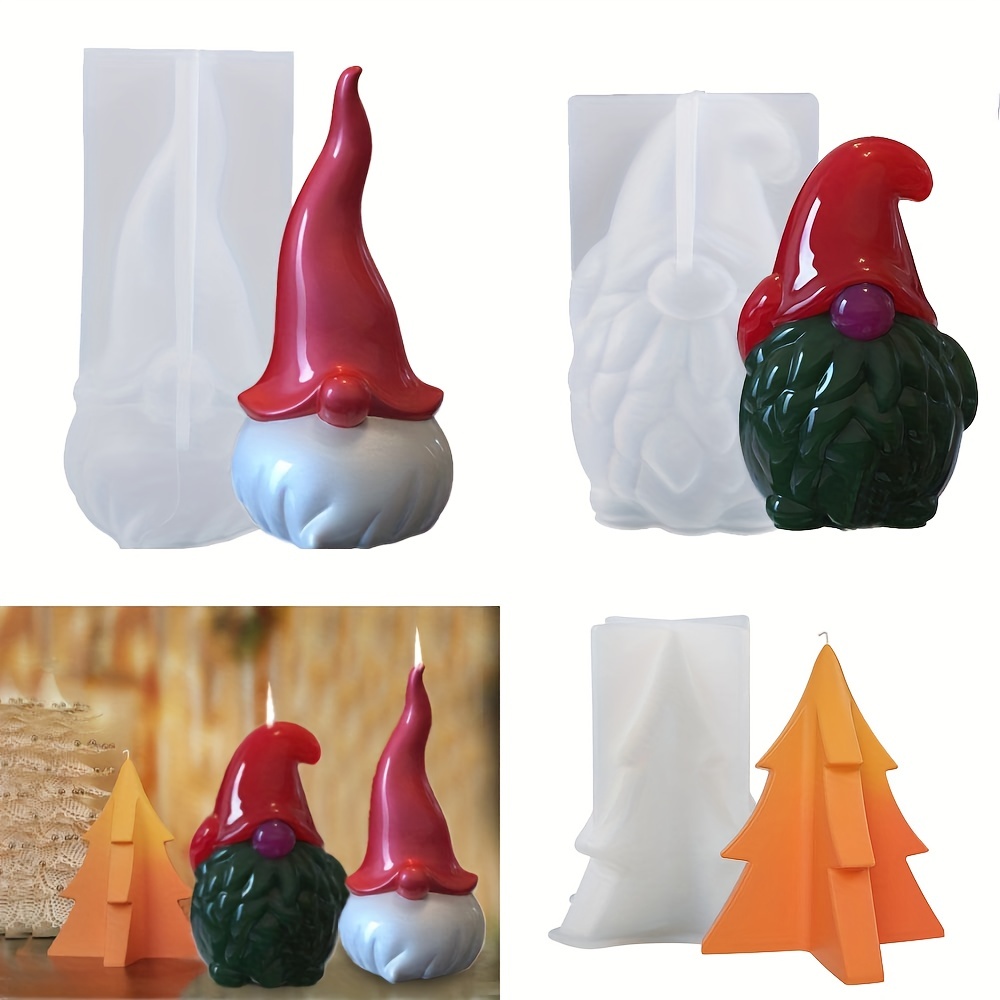 3D Christmas Candle Silicone Mold Santa Claus Christmas Tree 3D