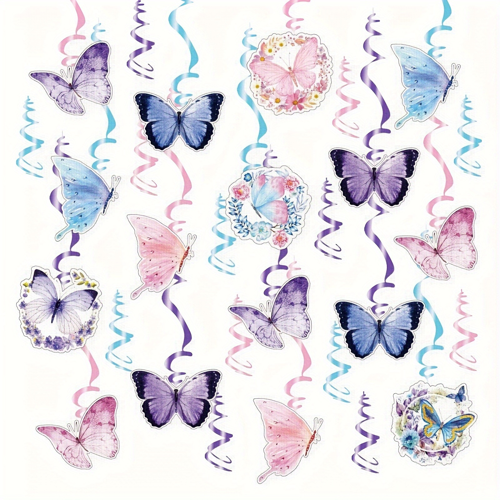 Spring Butterfly Party Decorations Hanging Watercolor Purple