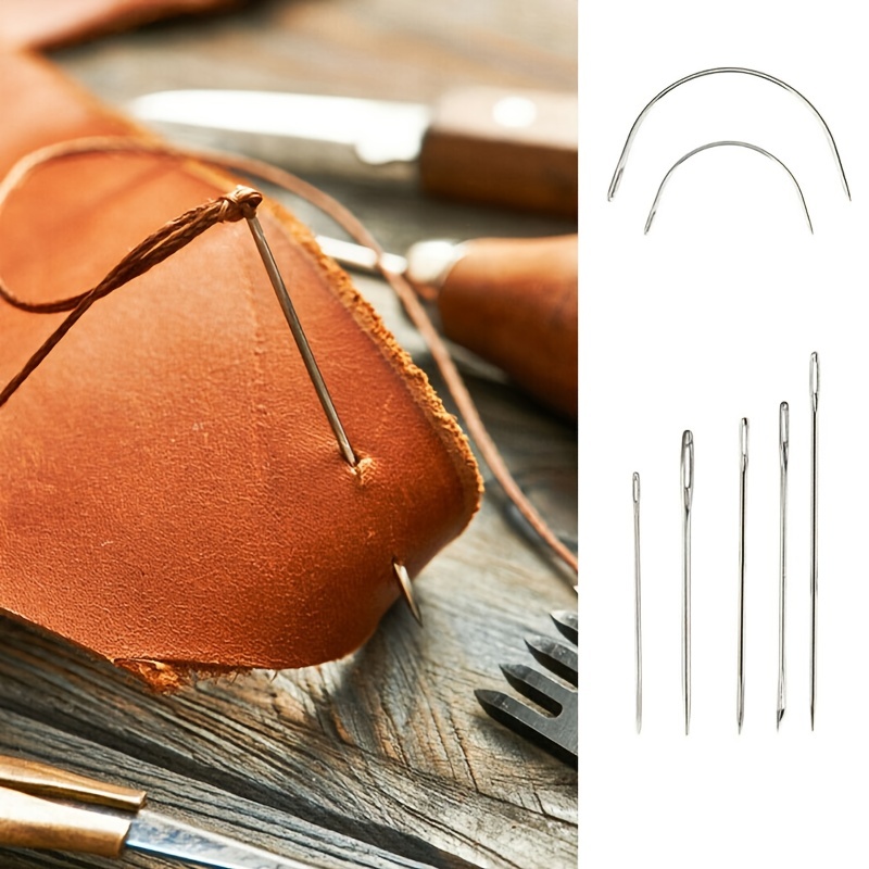 10pcs Leather Sewing Needles Stitching Awl Needle Set Thread Thimbles Hand  Sewing Tools 