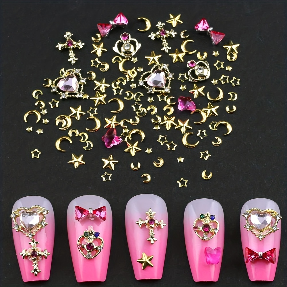 3D Nail Charms For Acrylic Nails Crystal Heart Nail Rhinestones Star Moon  Alloy Nail Art Charms Colorful Nail Gems Nail Decorations For Nail Art