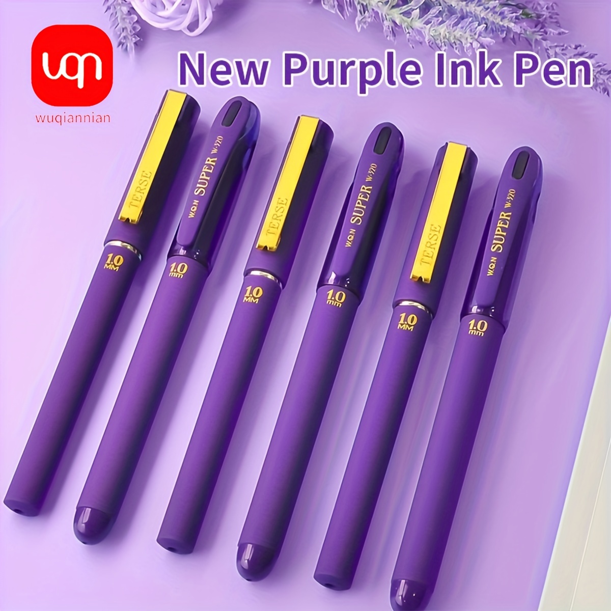 

[wqn] 3 Pieces/6 Pieces Of Unique Purple Rollerball Pen, Fast Drying Purple Ball Point Pen Stationery, Pen Tip 1.0mm, Purple Ink, Smooth Writing, Large Capacity Refill, Hard Pen Calligraphy Pen