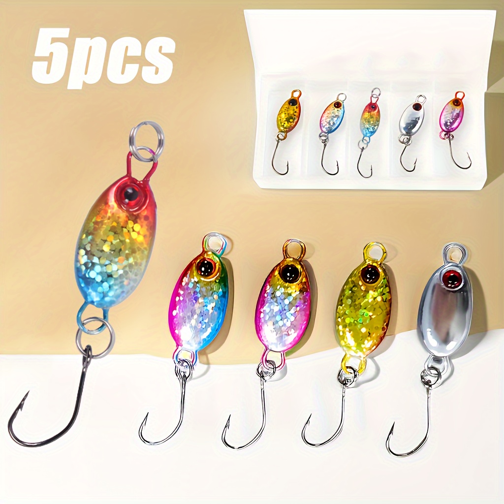 5pcs Ice Fishing Lures, Colorful Fishing Spoons With Single Hook, Fishing  Tackle For Freshwater