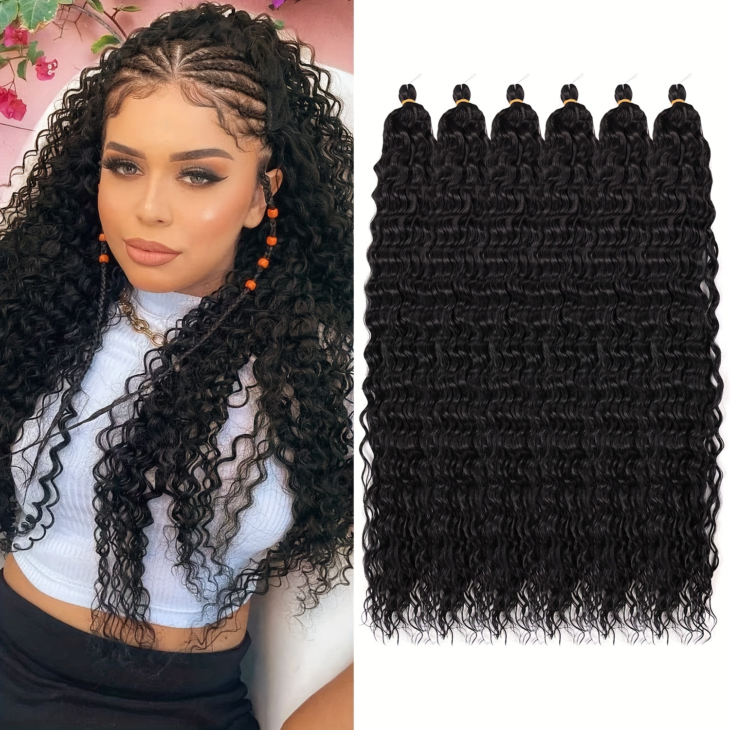 Long Soft Ocean Wave Braiding Crochet Hair Extensions Deep - Temu