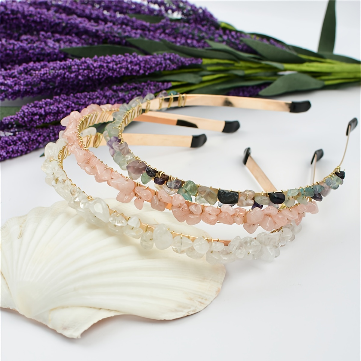 Rose Quartz Amethyst Mermaid Tiara Headband
