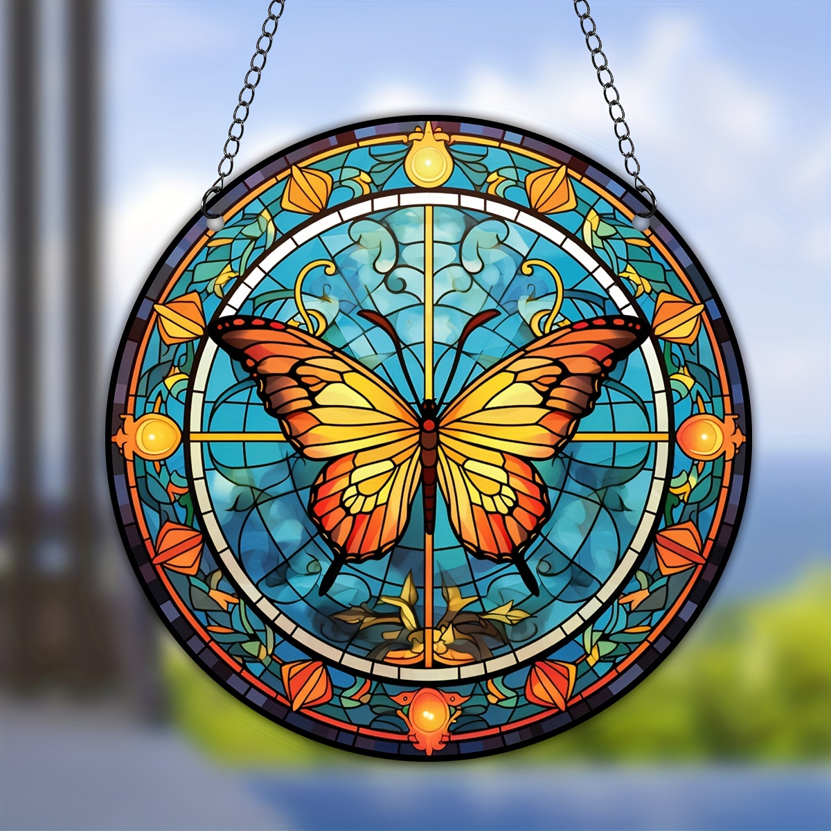 1pc Papillon Suncatcher En Verre Coloré Pour Fenêtre Suspendue